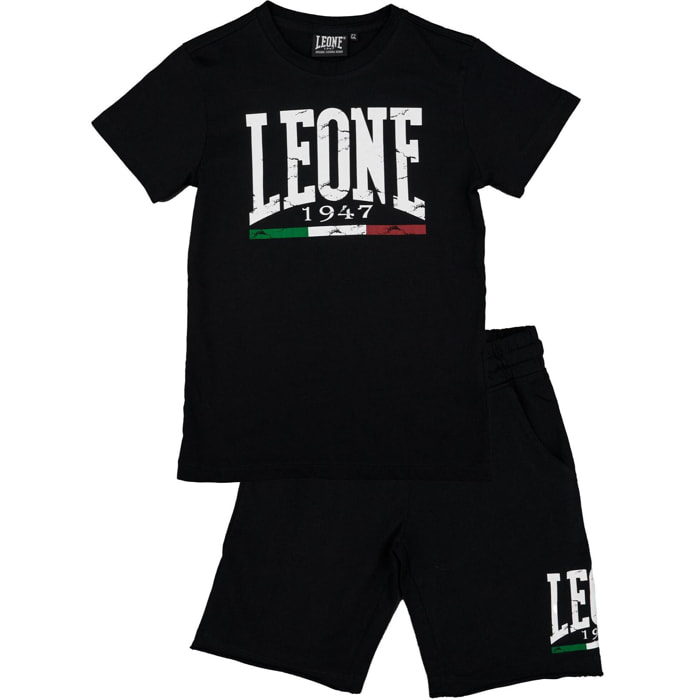 Set completo da bambino in cotone con t-shirt e pantaloncini Leone Vintage