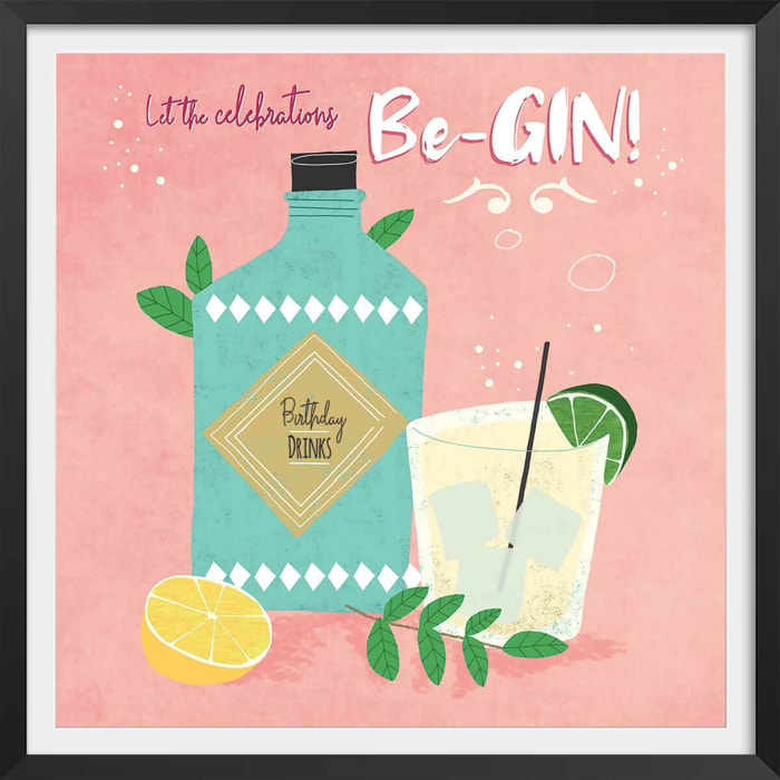 Affiche let's the celebration Affiche + cadre en bois - Noir