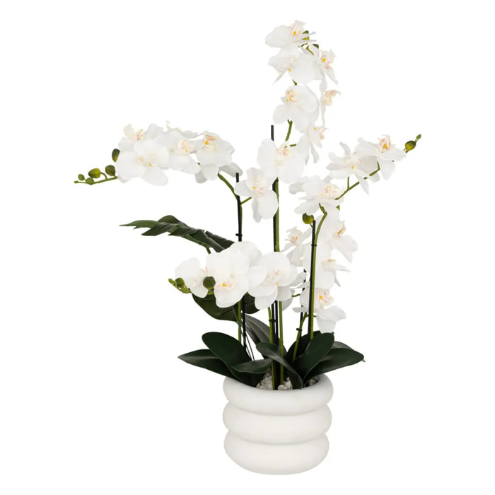 Orchidée artificielle en pot "Mick" pot en céramique blanc H80cm