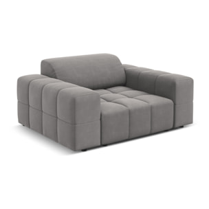 Fauteuil "Luc" en velours gris clair