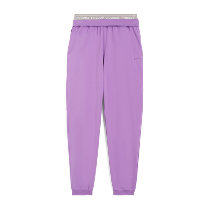 Pantaloni joggers in jersey con elastico logato scopribile