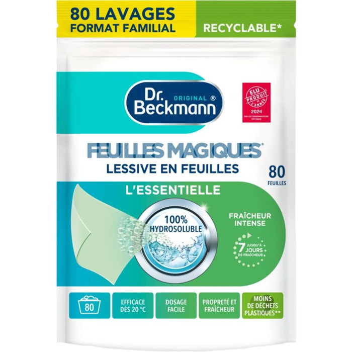 Lessive DR BECKMANN en feuilles L'essentielle x80