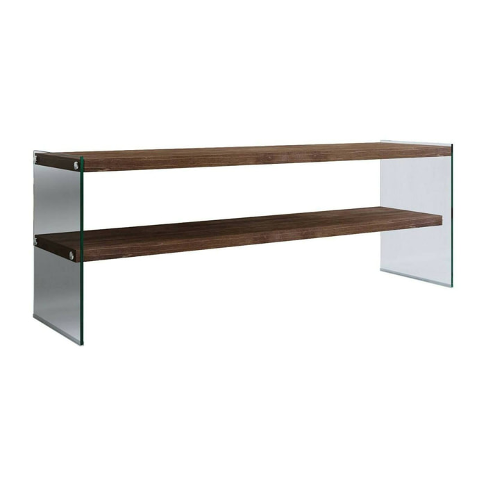 Mobile porta TV Italia, Credenza da soggiorno, Armadio basso per TV, Base parete attrezzata, 120x35h45 cm, Noce Scuro