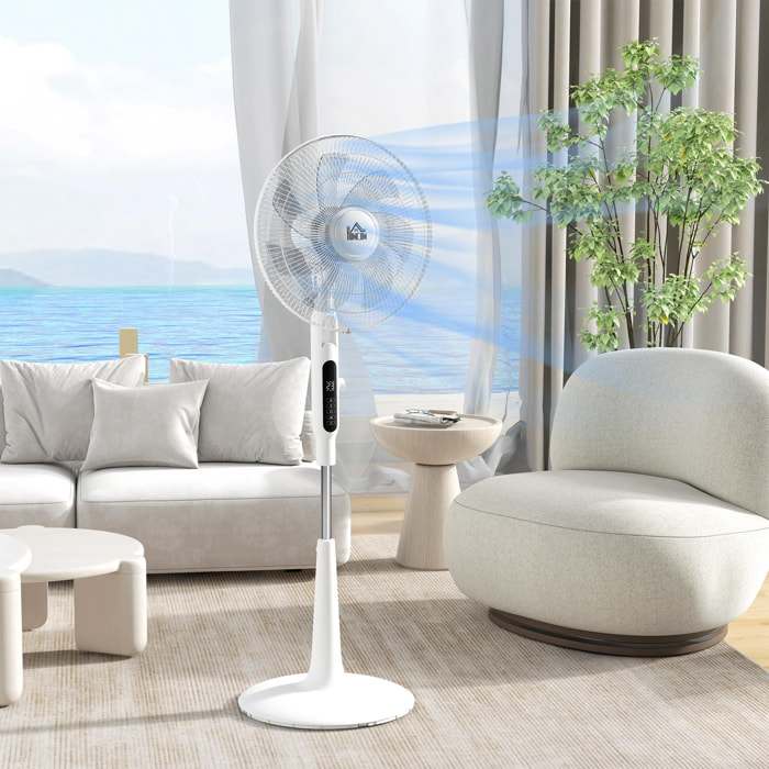 Ventilador de Pie con Mando a Distancia 40 W Ventilador de Pedestal Ajustable en Altura con 7 Aspas 28 Velocidades 3 Modos Oscilación de 75° Temporizador y Función Repelente de Mosquitos Blanco