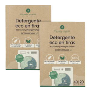 Pack 2x Eco-Tiras detergente y suavizante Planeta Huerto 80 lavados