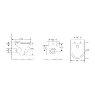 Ergo WC suspendu sans bride Vortex et fixations invisibles + abattant SoftClose (SATERG1)