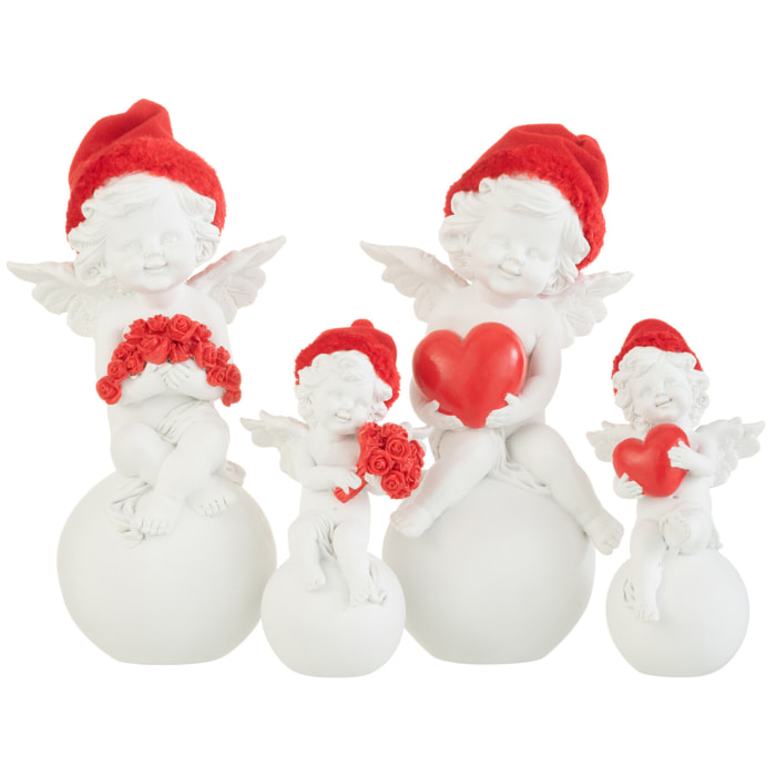J-Line figurine Ange Sur Balle Chapeau - polyrésine - rouge/blanc - large - 2 pièces