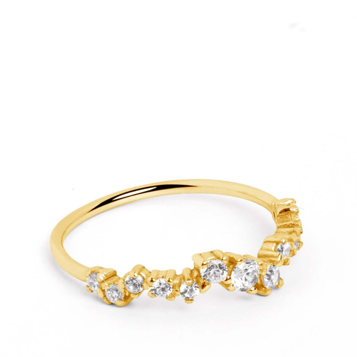 Anillo Estellar Plata Baño Oro