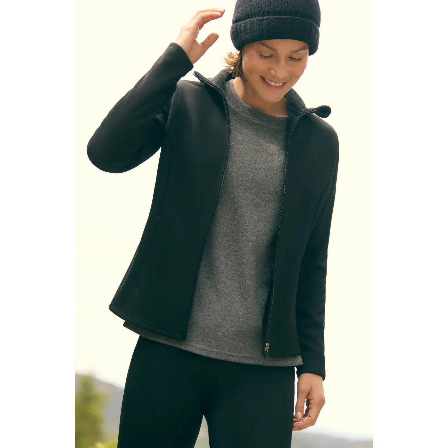 Maglietta termica in pile con stile sportivo color antracite