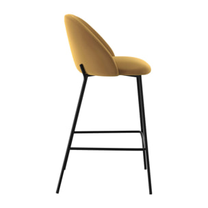 Chaise de bar Karl en velours jaune moutarde 66 cm (lot de 2)