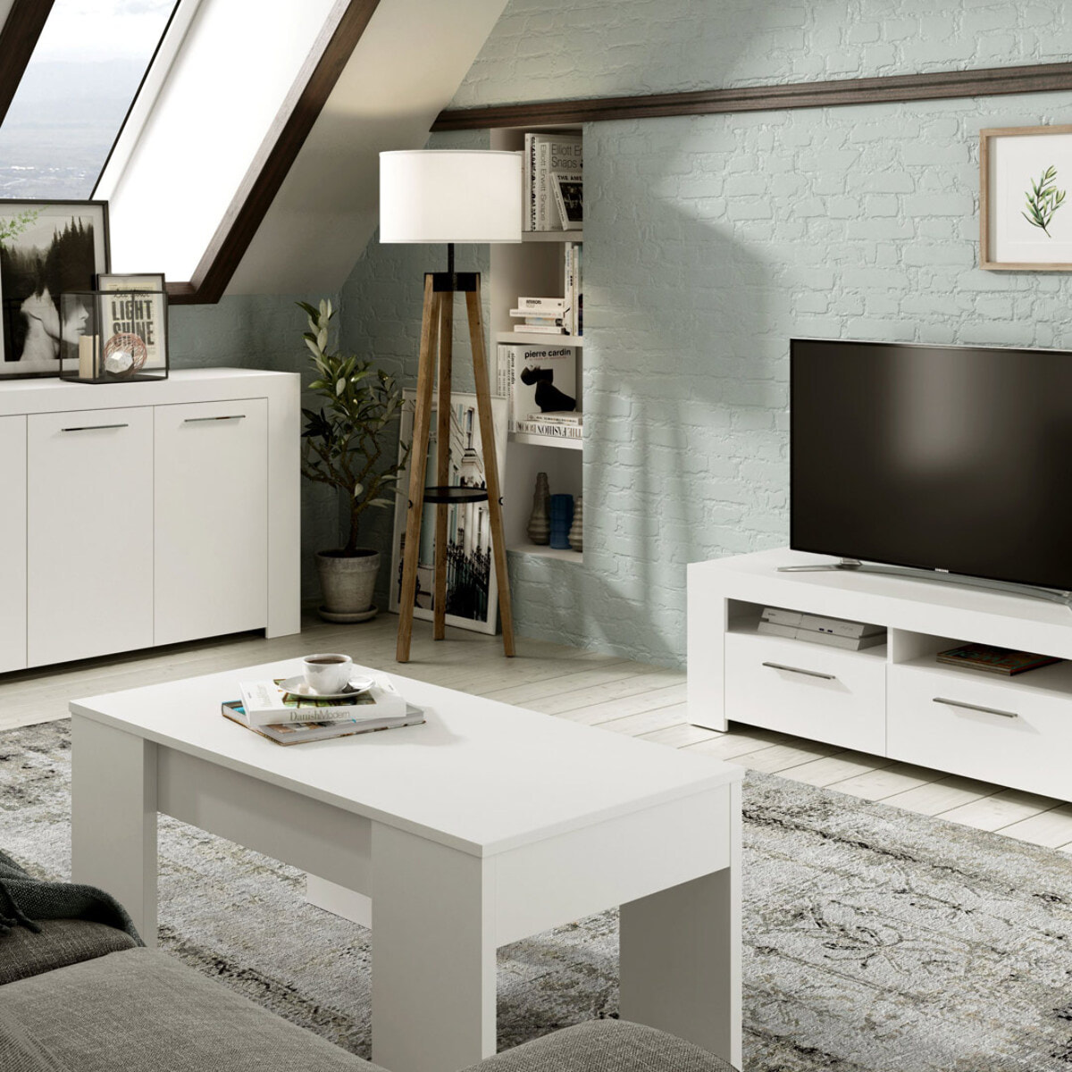 Mesa De Centro Elevable Flow 45x100x50 Cm Blanco Artik