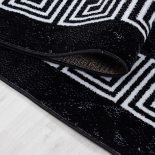 PLUS - Tapis à poils courts style grec noir - PLU8009NOI