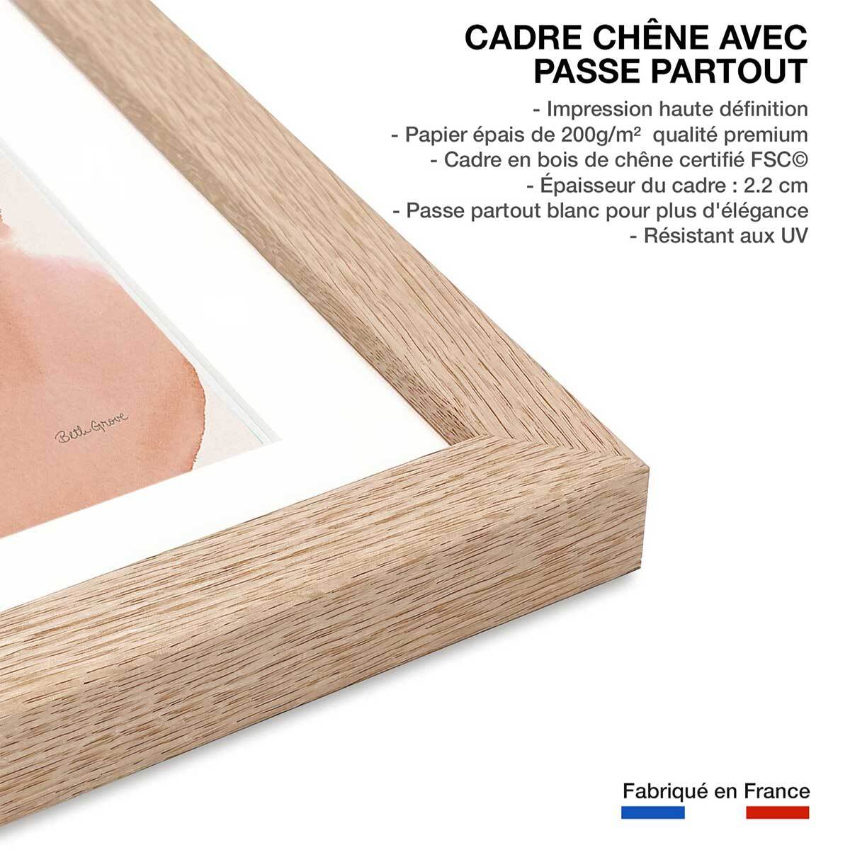 Affiche Pétale passion Affiche + cadre en bois - Chêne