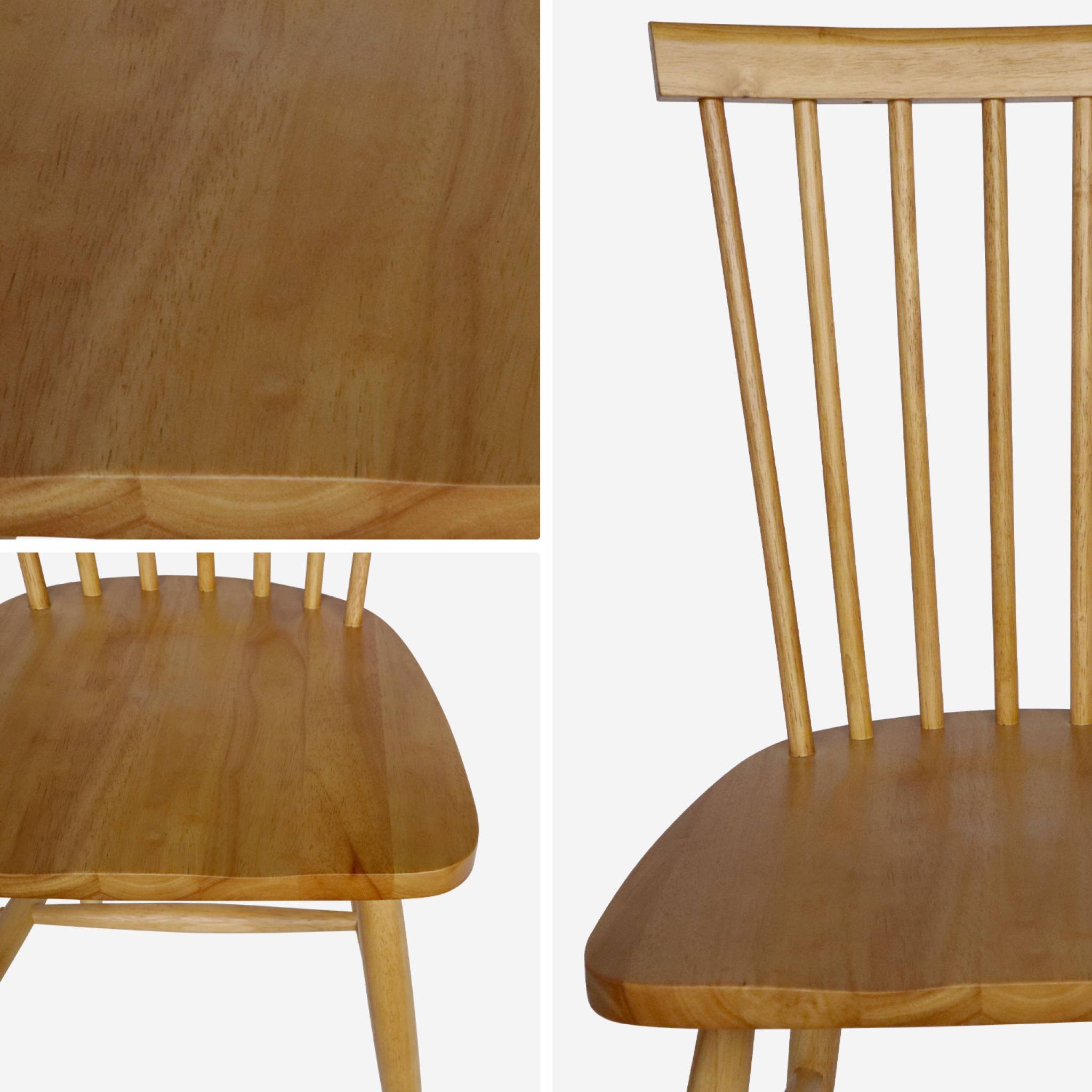 Lot de 4 chaises naturelles à barreaux en bois d'hévéa. ROMIE. L 50.8 x P 44.2 x H 90cm