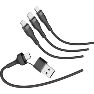Câble trio MOBILITY LAB 3 en 2 Lightning micro USB  USBC 1m tres