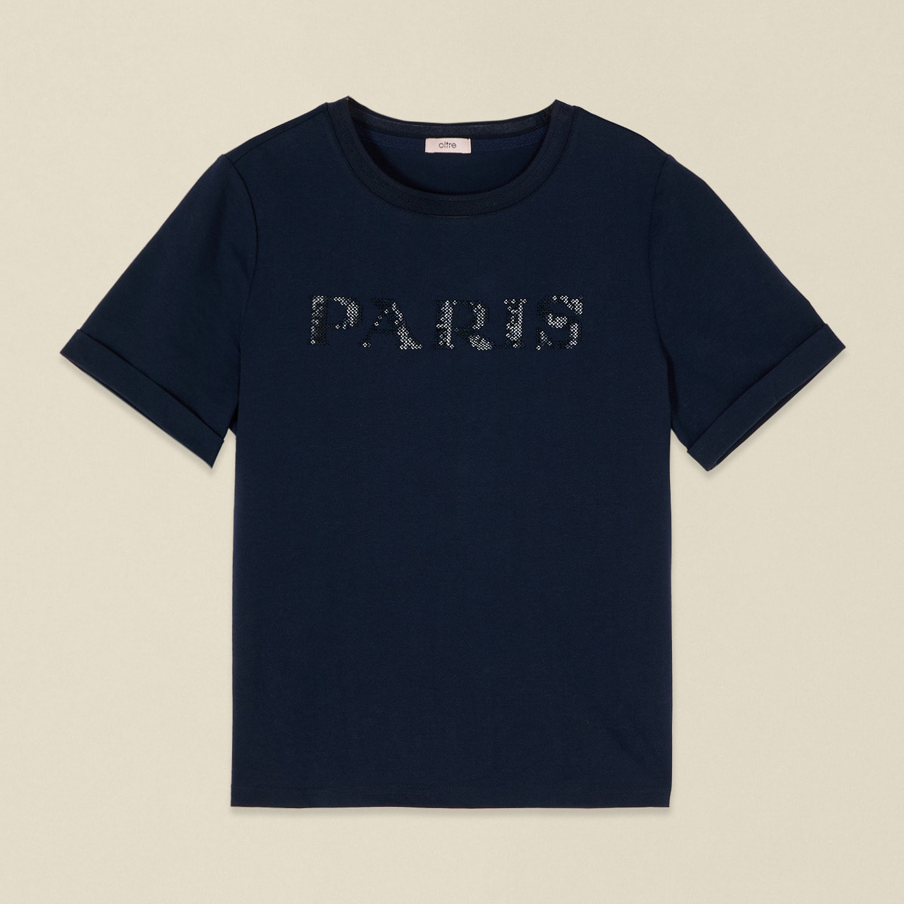 Oltre - Camiseta con bordado de letras - Azul
