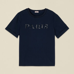 Oltre - Camiseta con bordado de letras - Azul