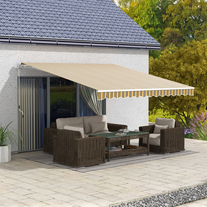 Toldo Manual Retráctil 350x250 cm Toldo para Balcón con Manivela de Metal Impermeable y Anti-UV Toldo Enrollable de Exterior para Jardín Terraza Ventanas Gris y Amarillo