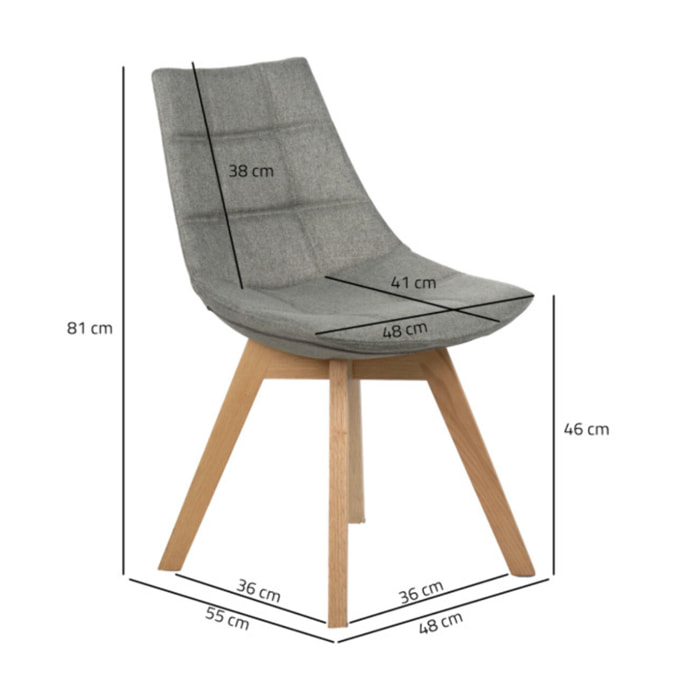 Chaise en tissu dossier avec piétement en bois massif - DEB