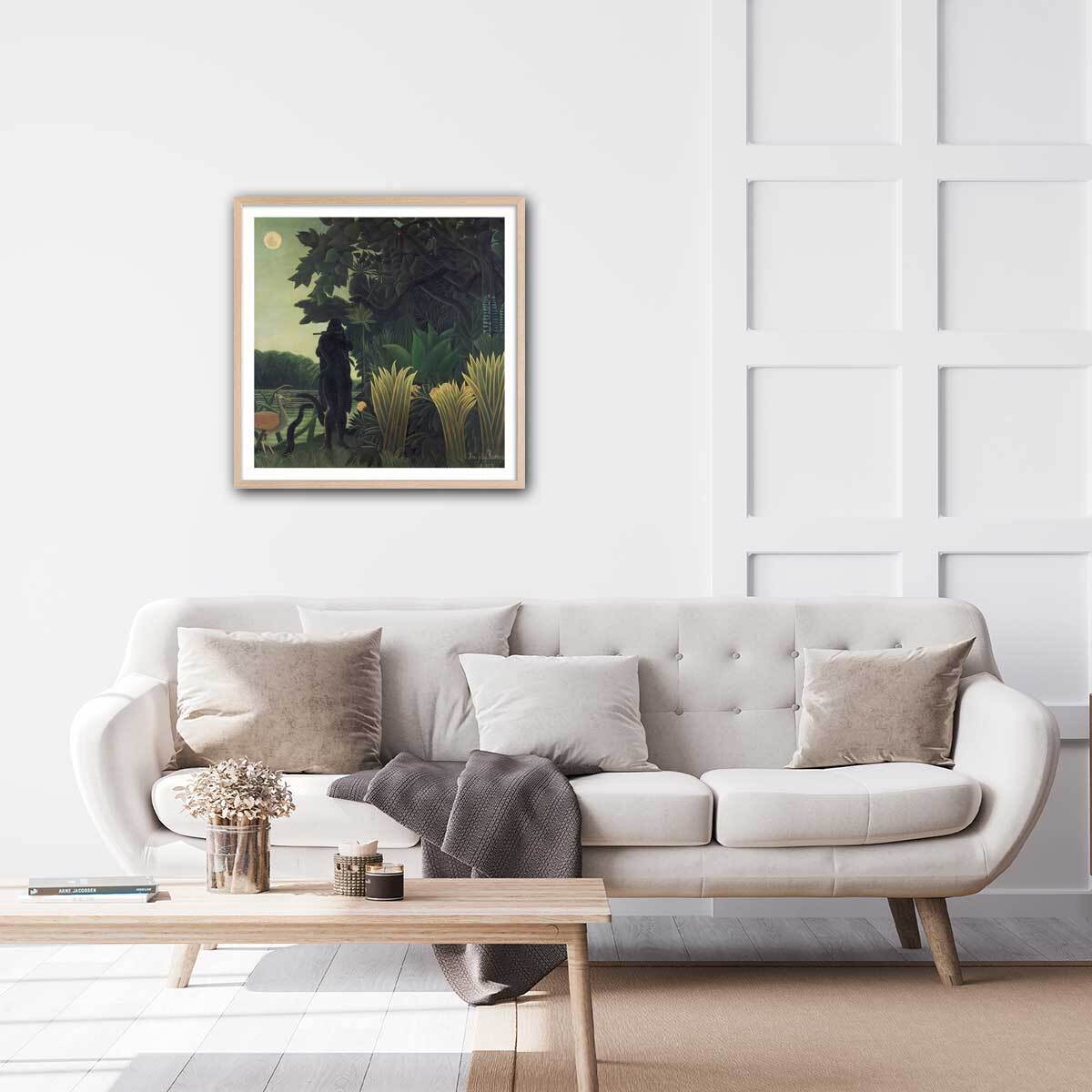 Poster La charmeuse de Serpents - Henri Rousseau Affiche + cadre en bois - Chêne