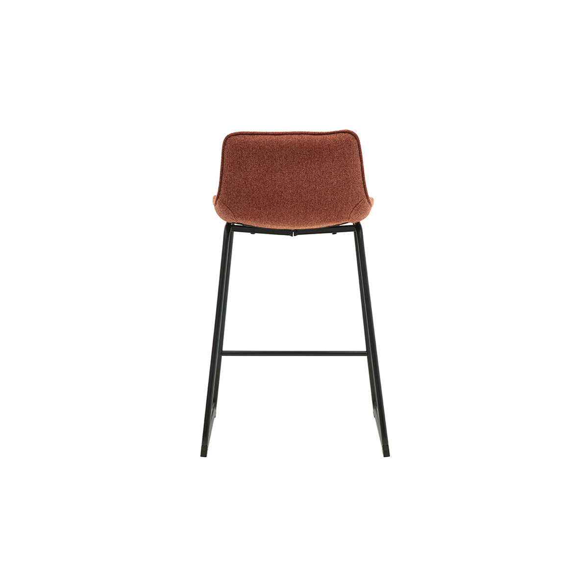 Tabourets de bar en tissu effet velours texturé terre brûlée et métal noir H65 cm (lot de 2) BOOST