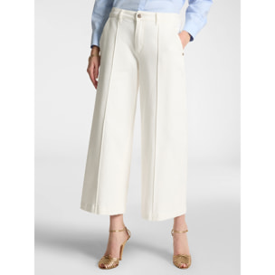 Elena Mirò - Pantaloni wide leg cropped - Bianco