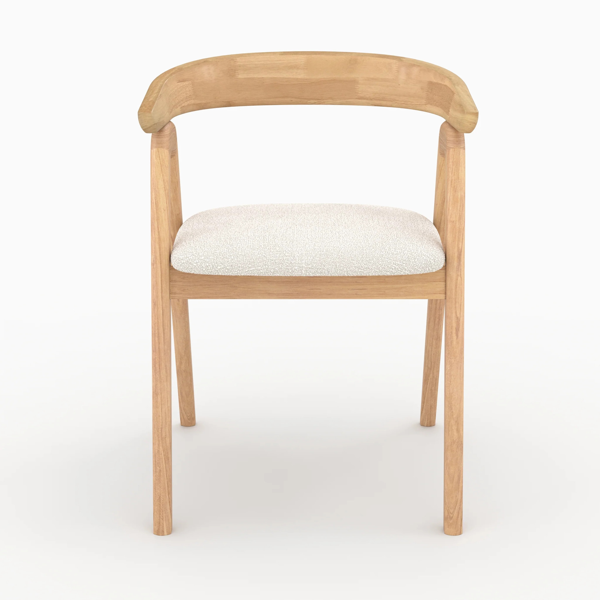 Chaise en bois d'hévéa clair et tissu bouclé crème - Hawa