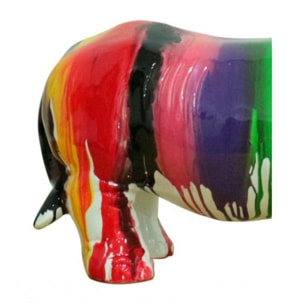 Statuette rhinocéros multicolore en résine H24cm - RHINO PEPS