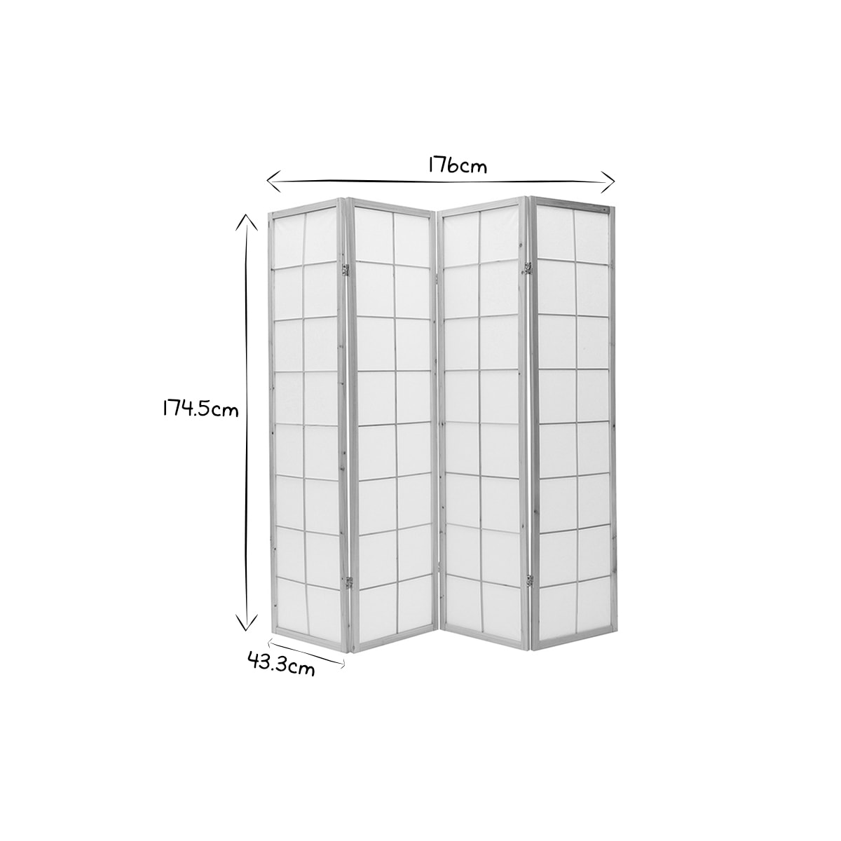 Paravent japonais en bois et papier de riz L176 cm IKUYO