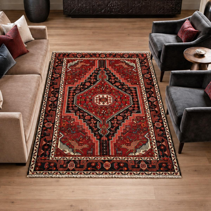 Tapis d'orient au motif oriental, noué main, ERIR