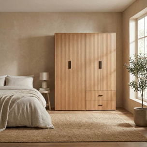 Armadio contenitore 2 ante rovere con maniglie nere 87x54x210 cm - Trama