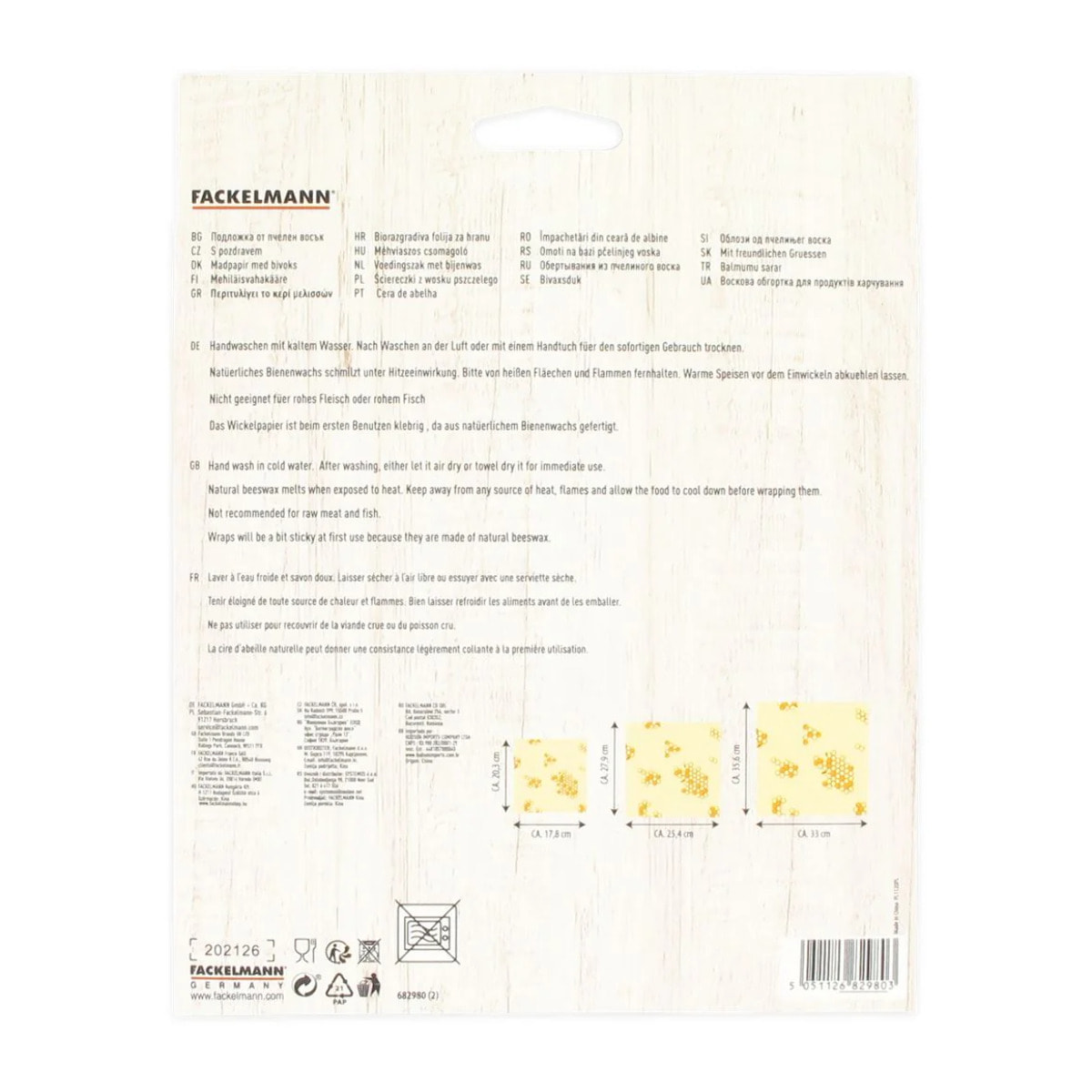 Set de 3 emballages en cire d'abeille Nature