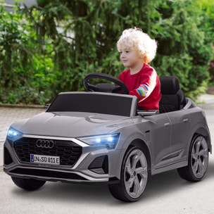 Coche Eléctrico para Niños de +3 Años Audi Q8 etron sportback Carro Eléctrico Infantil con Batería 12V Mando a Distancia Ruedas con Suspensión de Muelles Faros Bocina y Música Gris