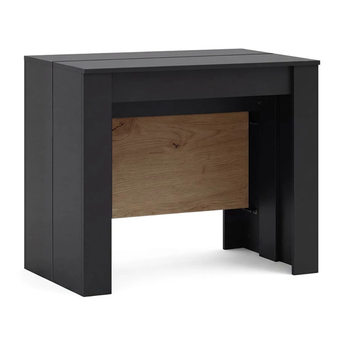 Mesa consola extensible en negro mate y alpine oak 50-235x90 cm Denis Negro Mate - Alpine Oak
