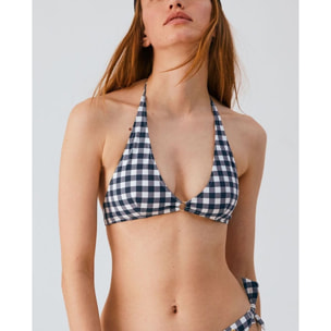 Top de bikini halter de cuadros vichy