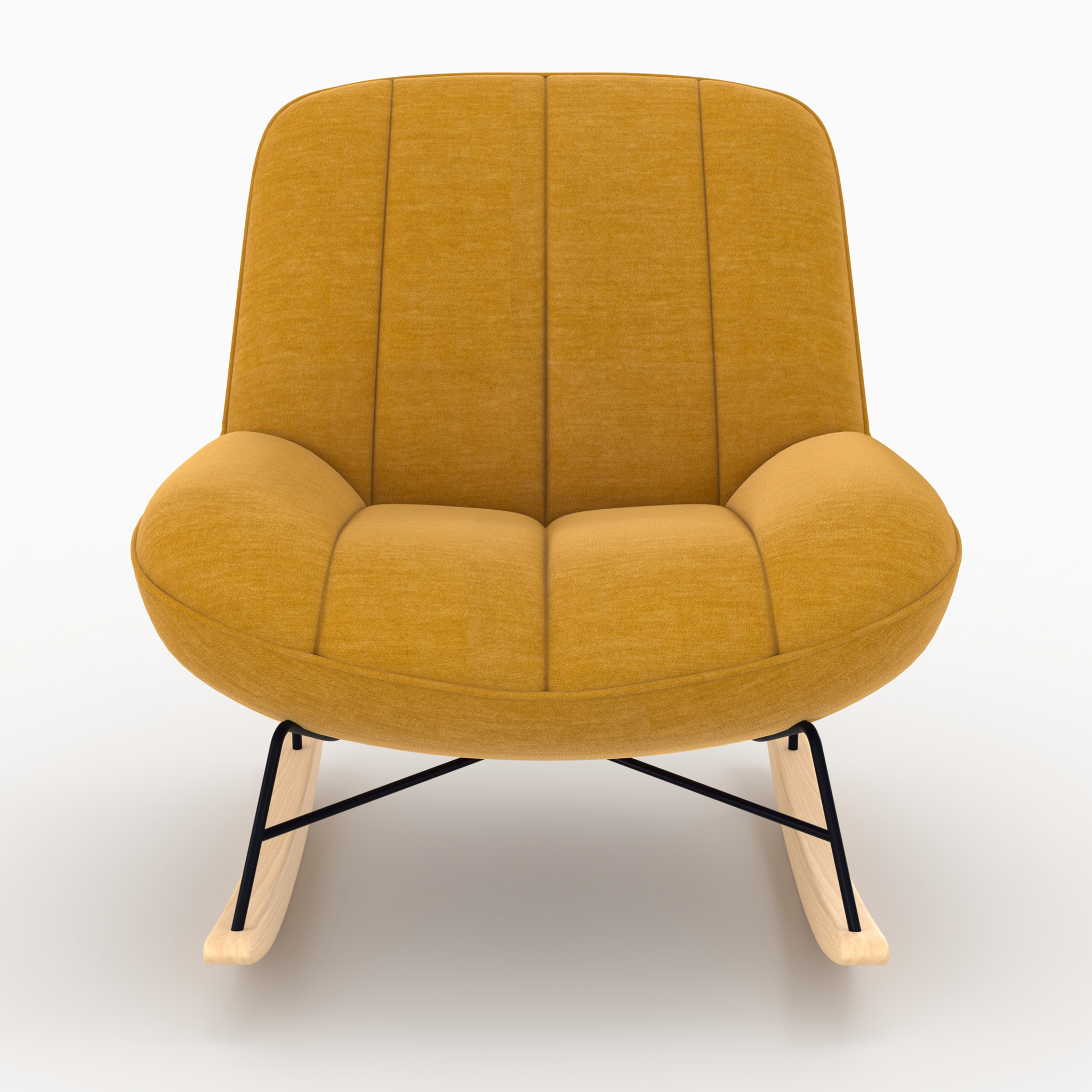 Rocking chair en tissu effet velours jaune moutarde  - Alvin