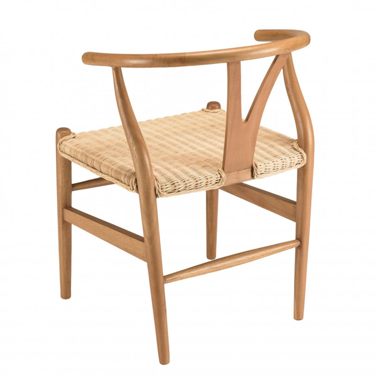 WILL - Chaise en bois de mahogany, dossier arrondi et assise en rotin