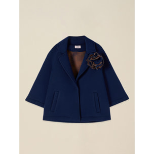 Oltre - Capa en scuba con broche de flor - Azul