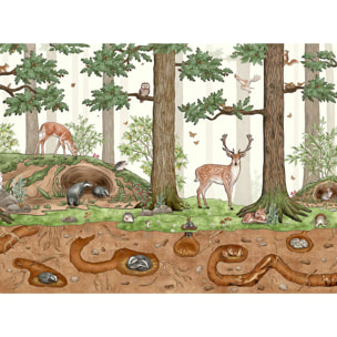 Papier peint panoramique la vie en forêt Intissé