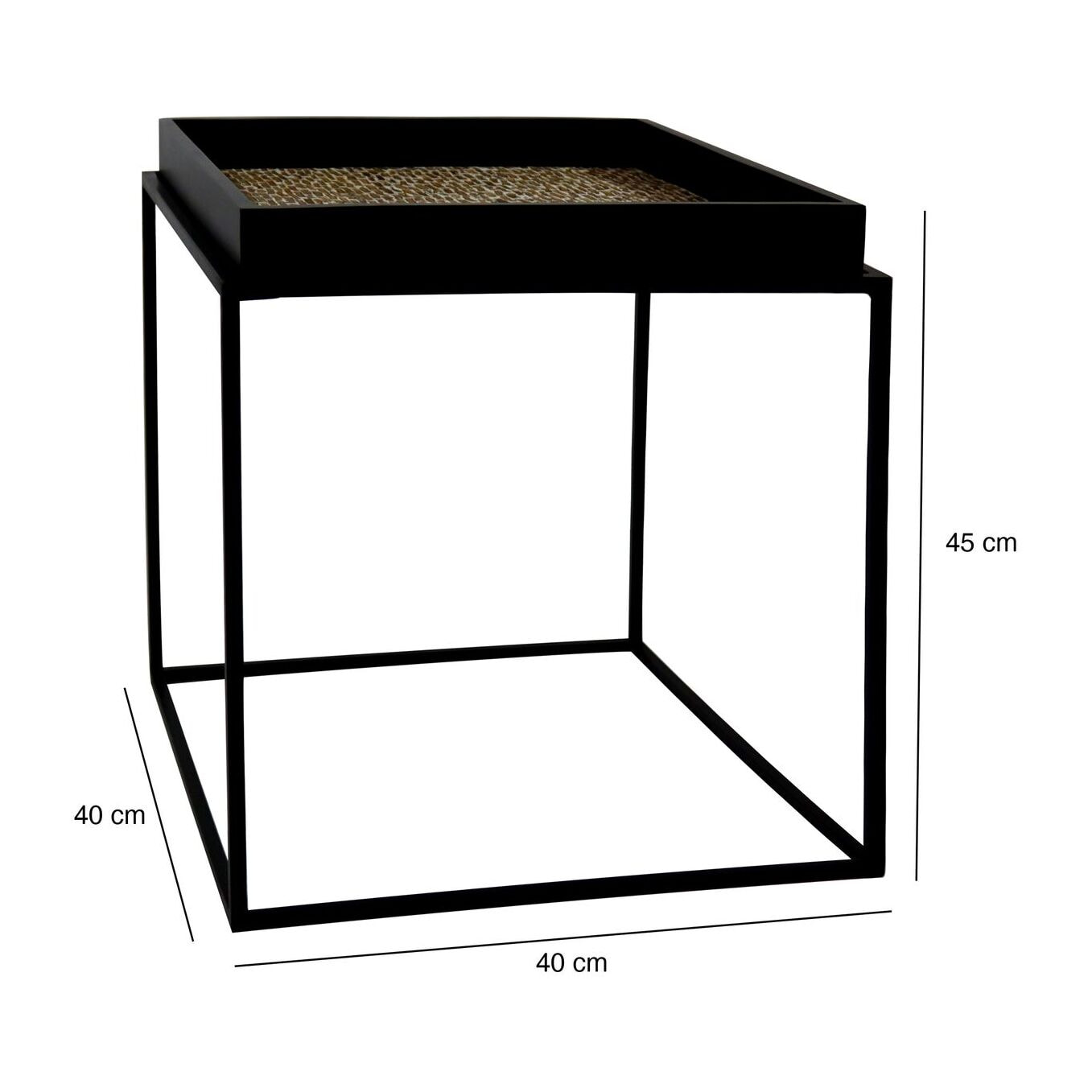 MEUBLE D'APPOINT EN NOIX DE COCO PIED METAL NOIR 40X40CM LAMAI