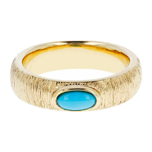 Anello a Fascia Satinato con Pietra Naturale Turchese