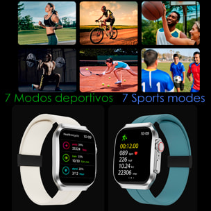 Smartwatch OP88. Pantalla curva AMOLED de 1.95 px, con llamadas Bluetooth, monitor de salud, corona multifunción.