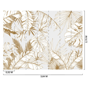 Papier peint feuilles tropicales beige Intissé