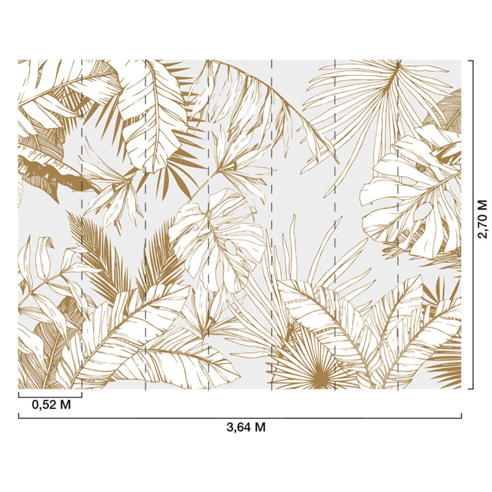 Papier peint feuilles tropicales beige Intissé