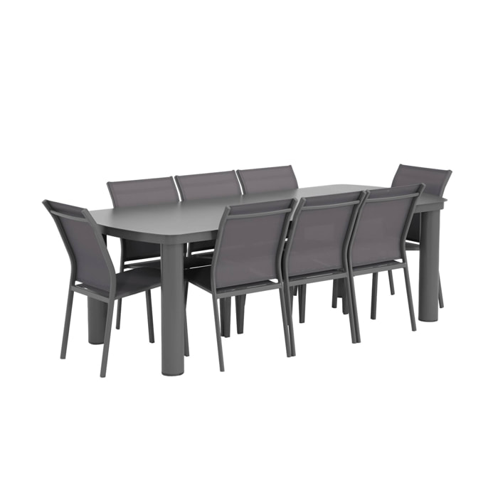 Table de jardin aluminium + 8 assises  ZARO + BUFFALO