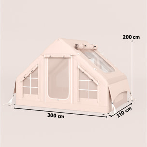 Tienda de Campaña Inflable Glamping para 5–8 Personas con Apertura de Chimenea y Claraboya Bomba UPF30+ Bolsa para 4 Estaciones Instantáneo Resistente al Viento Tela Oxford Impermeable 5000+