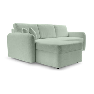 Pocatello - canapé d'angle réversible 4 places - convertible avec coffre - en tissu bouclette - Vert sauge