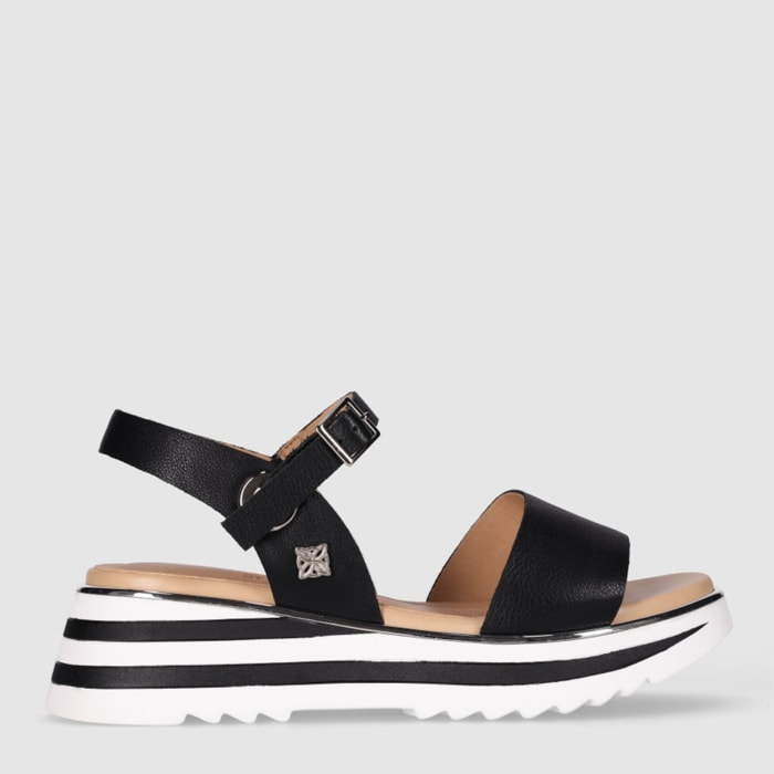 Sandalias de Piel - Negro - Tacón: 5 cm