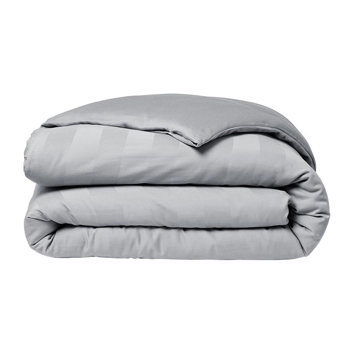 Parure de lit 2 personnes uni coton PRESTIGE gris