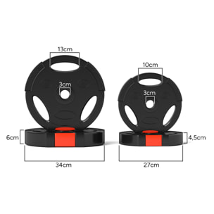 Juego de Discos Pesas de 4 Piezas Discos de Pesas Total 30 kg 2x10 kg 2x5 kg con Orificios de 2,5 cm para Entrenamiento Fitness en Hogar Gimnasio Negro